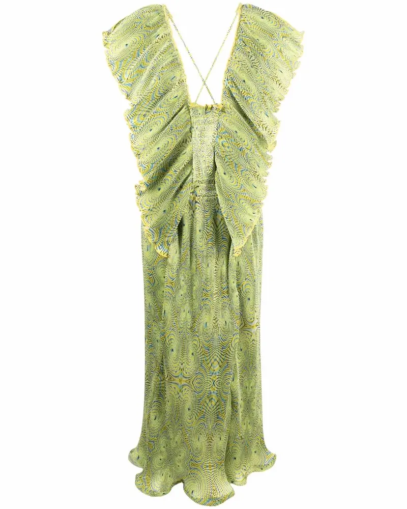 Stella McCartney Kleid mit abstraktem Print - Grün Grün