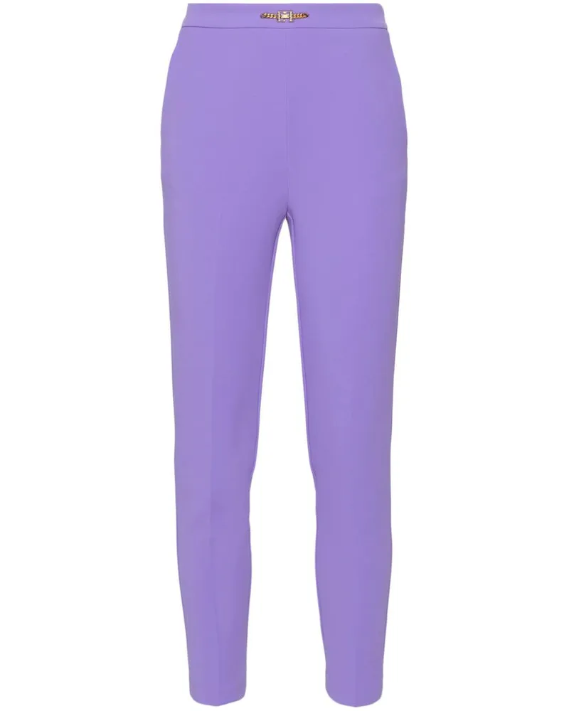 Elisabetta Franchi Tapered-Hose mit Logo-Schild Violett