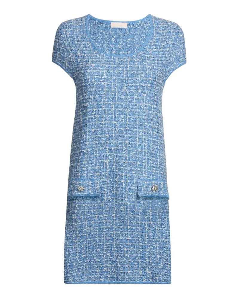 Liu Jo tweed-effect button-detail mini dress - Blau Blau