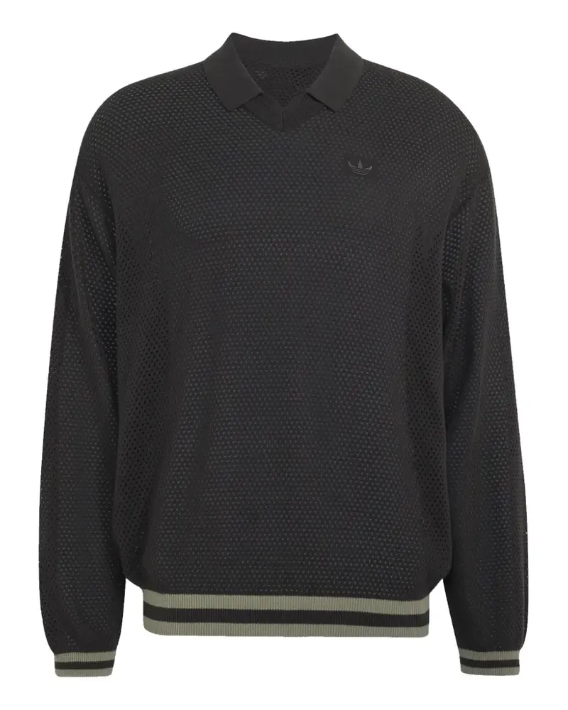 adidas mesh-knit logo-print sweater - Schwarz Schwarz