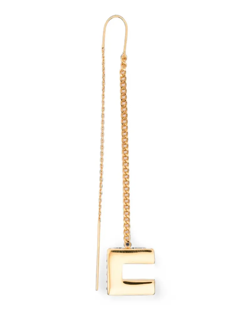 Elisabetta Franchi logo-pendant threader earrings - Gold Gold