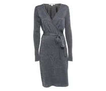 2023 gewickeltes Metallic-Midikleid - Blau