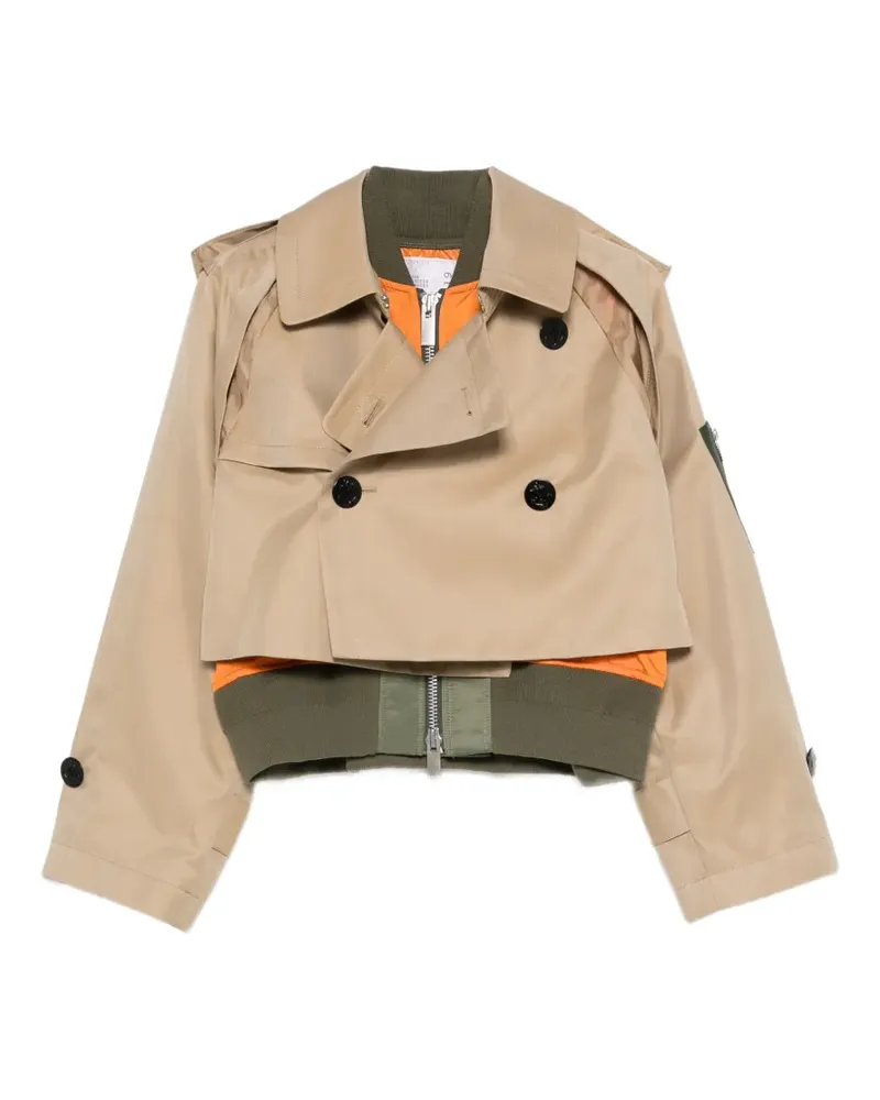 Sacai double-breasted gabardine jacket - Nude Nude