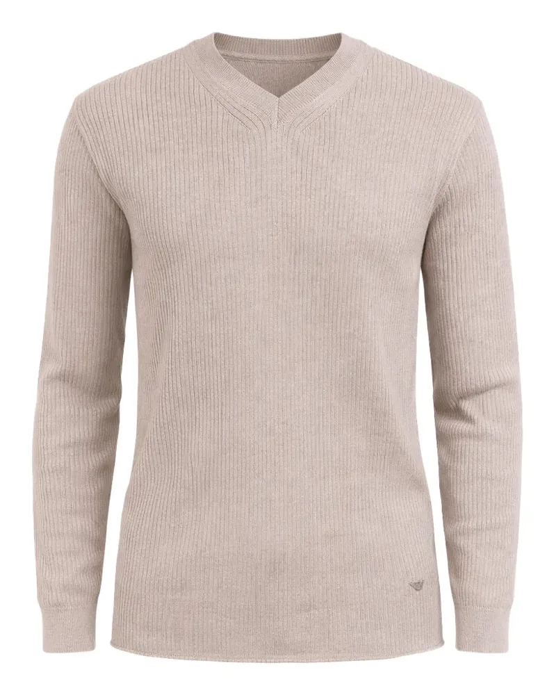 Emporio Armani ribbed V-neck sweater - Nude Nude