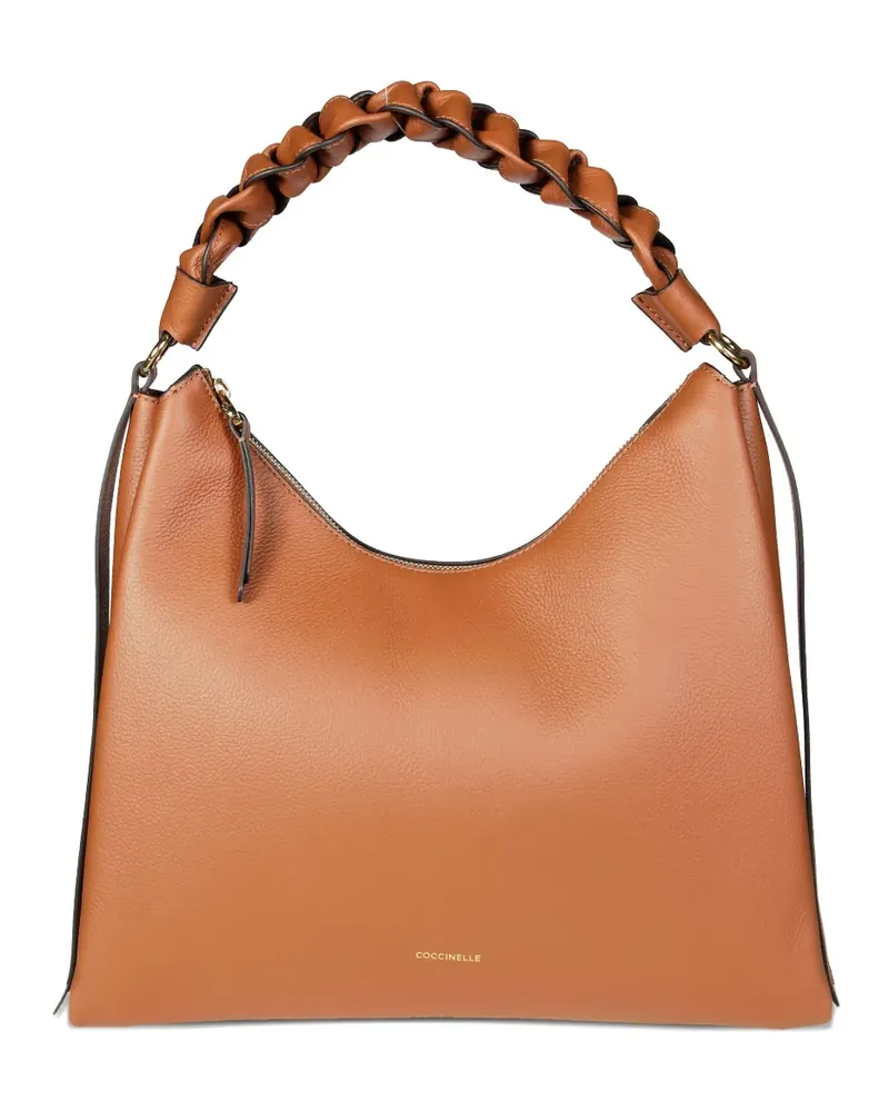 Coccinelle Mittelgroße Boheme Schultertasche mit Flechtriemen - Braun Braun