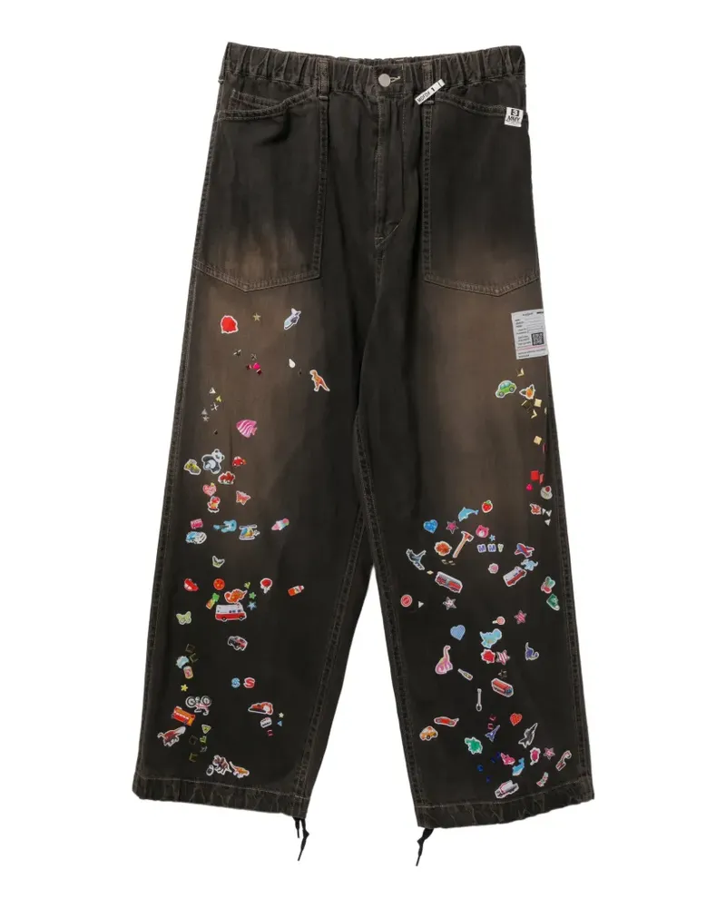 MIHARAYASUHIRO all-over graphic print jeans - Schwarz Schwarz