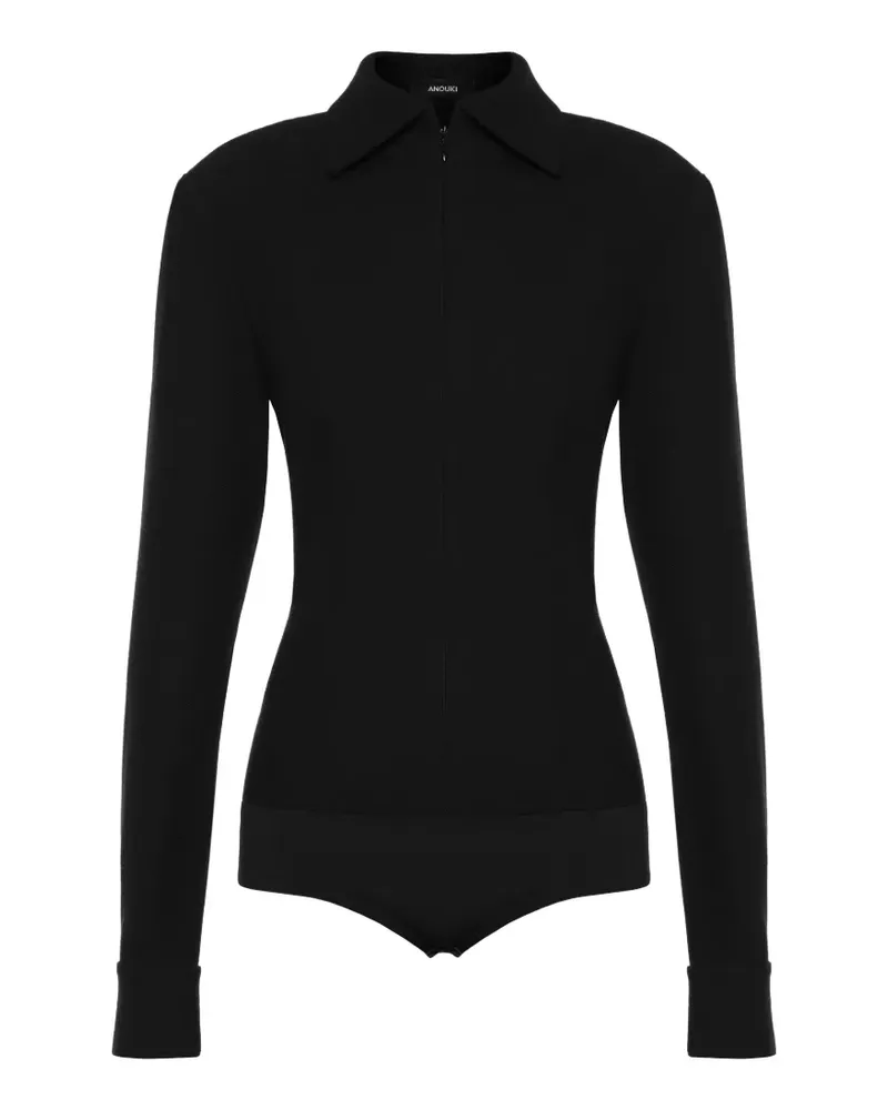 ANOUKI collared bodysuit - Schwarz Schwarz