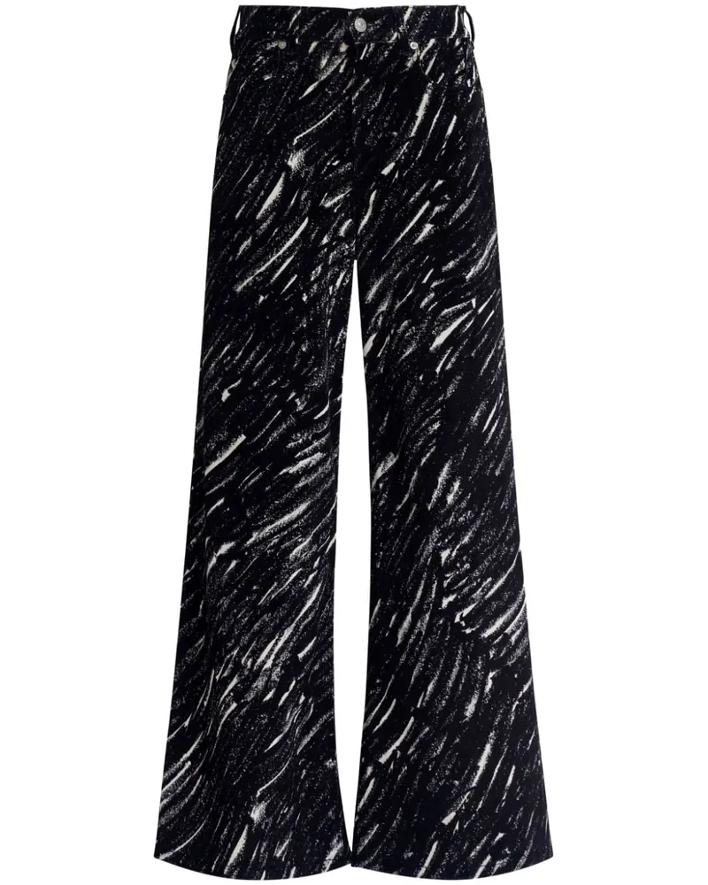 Marni Wide-Leg-Hose mit Print - Schwarz Schwarz