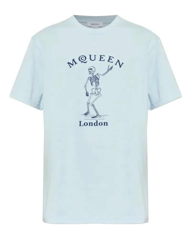 Alexander McQueen T-Shirt mit Skelett-Print - Blau Blau