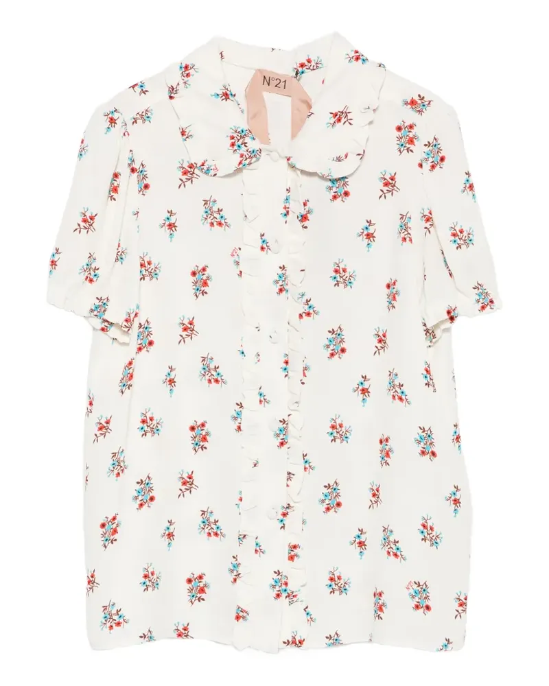 N° 21 Bluse mit Blumenprint - Weiß Weiß
