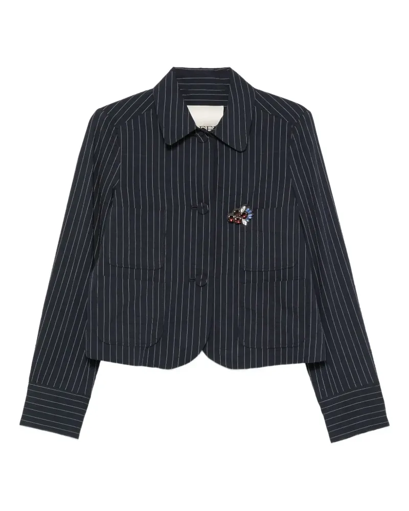 ODEEH pinstripe-pattern crystal-embellished jacket - Blau Blau