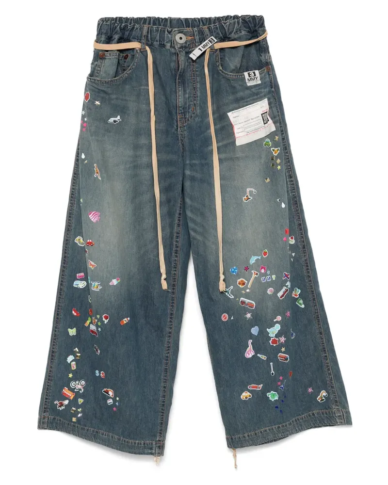 MIHARAYASUHIRO Sticker Huge Jeans mit Print - Blau Blau