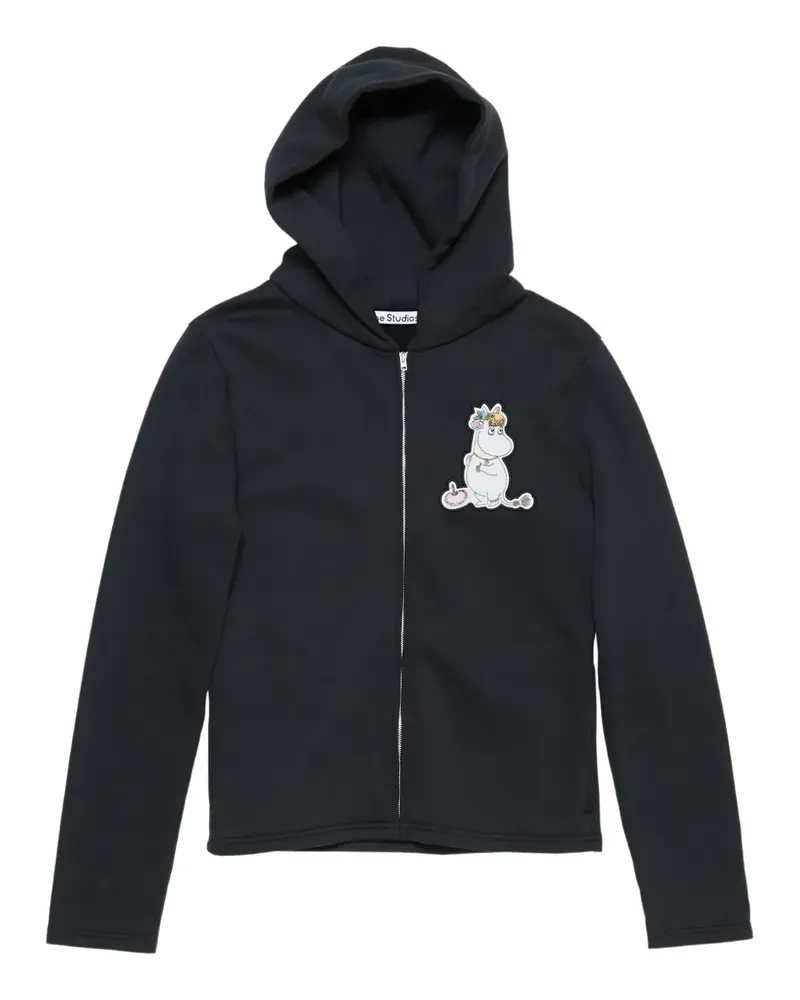Acne Studios Kapuzenjacke mit Einhorn-Applikation - Schwarz Schwarz