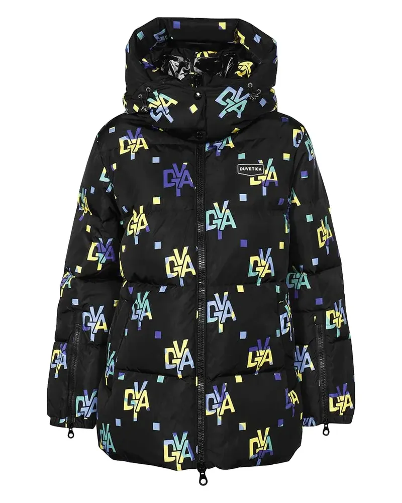 Duvetica Gefütterte Jacke mit Monogramm-Print - Schwarz Schwarz
