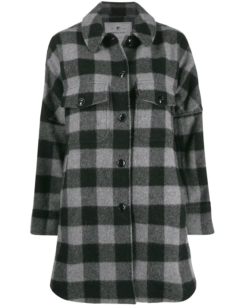 Woolrich Einreihiger Mantel mit Karomuster - Grau Grau