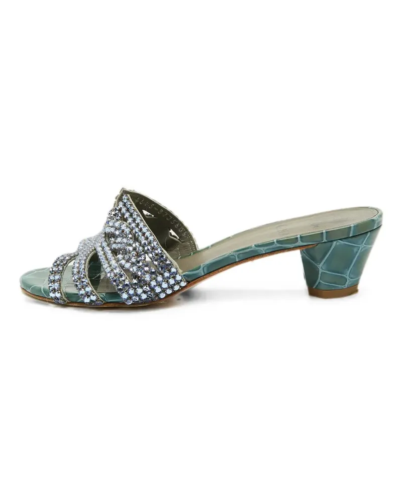Gina Verzierte Sandalen mit Kroko-Effekt - Grün Grün
