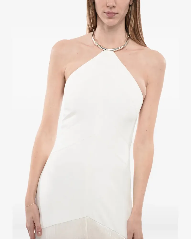 Jil Sander Neckholder-Kleid mit Fransen - Weiß Weiß