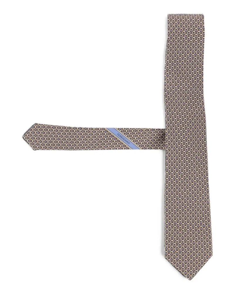 Ferragamo Krawatte mit Gancini-Muster - Braun Braun