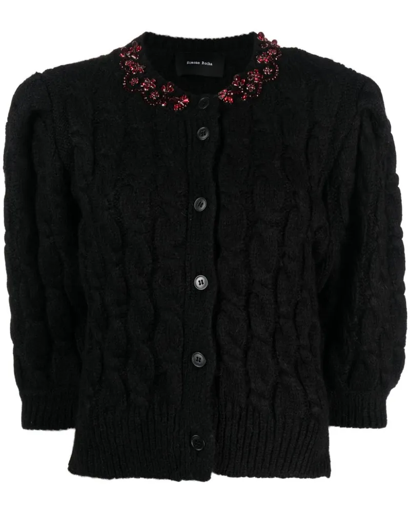 Simone Rocha Cropped-Cardigan mit Kristallen Schwarz