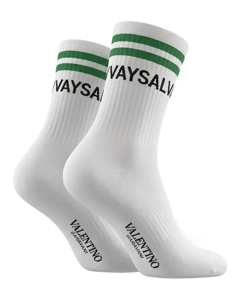 Valentino Garavani intarsia-knit logo-print socks - Weiß Weiß