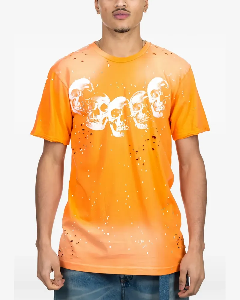 DOMREBEL Amigos T-Shirt mit Farbklecksen - Orange Orange