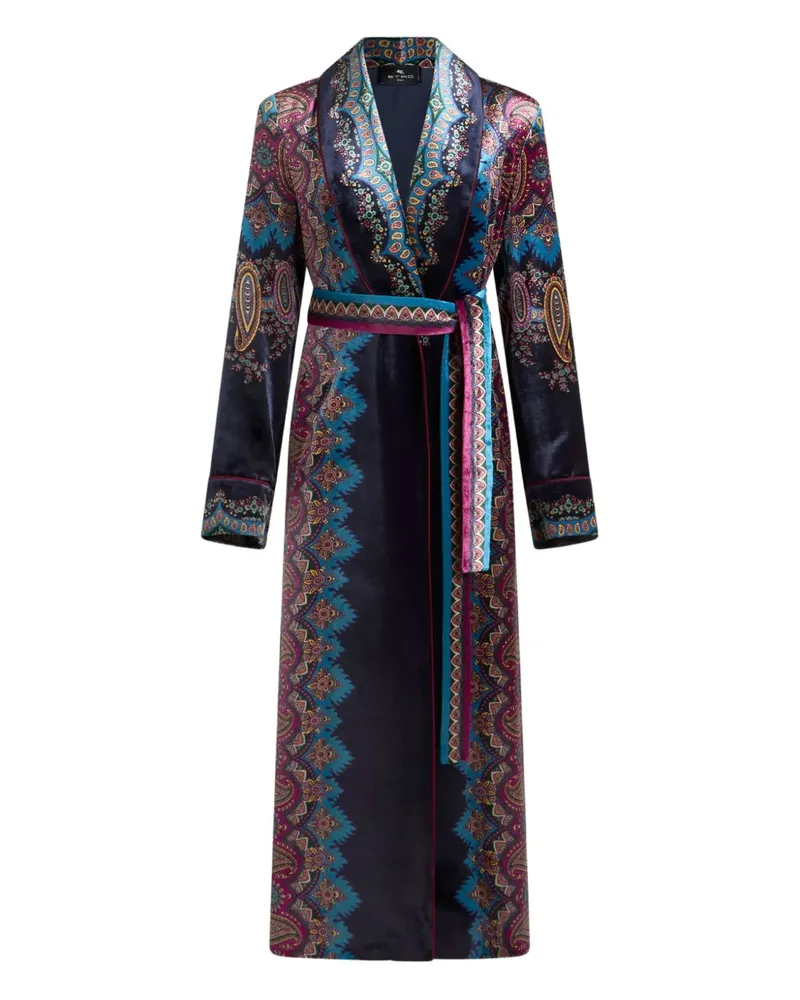 Etro Morgenmantel aus Samt mit Paisley-Print - Blau Blau