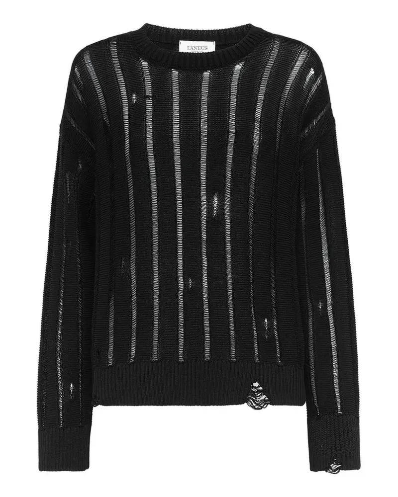 Laneus distressed crew-neck sweater - Schwarz Schwarz