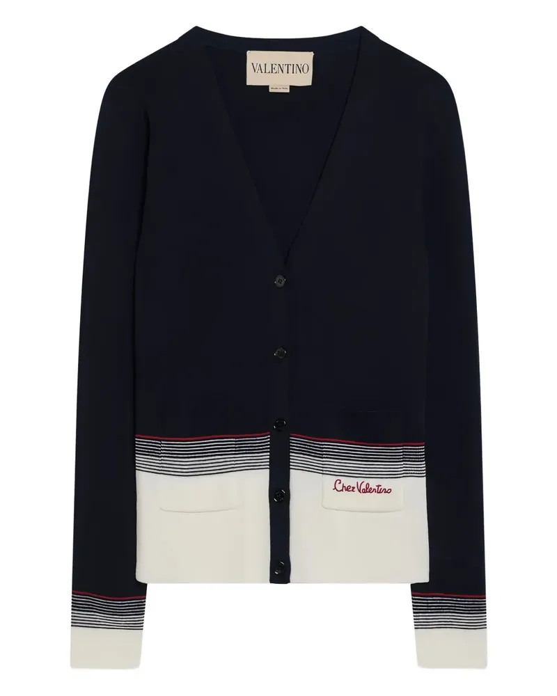 Valentino Garavani stripe-detail cardigan - Blau Blau