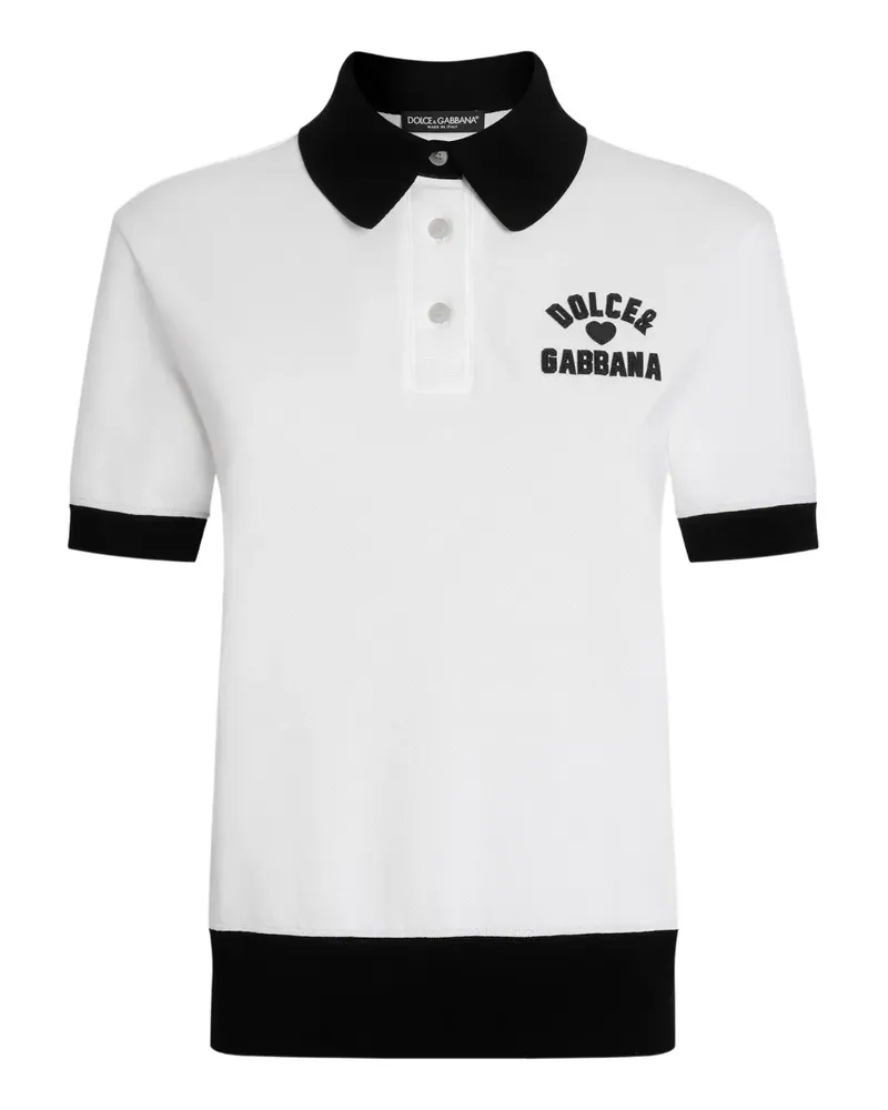 Dolce & Gabbana Poloshirt mit Logo-Stickerei - Weiß Weiß