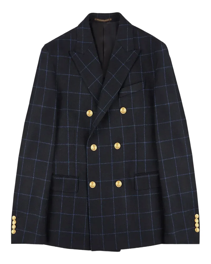 Incotex Doppelreihige Jacke mit Karomuster - Blau Blau