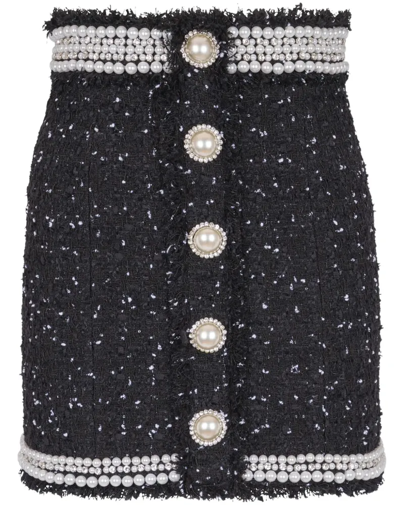 Balmain Minirock mit Perlenverzierung - Schwarz Schwarz