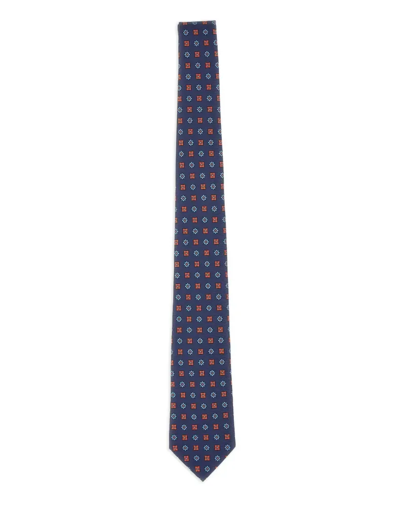 Kiton Gemusterte Seidenkrawatte - Blau Blau