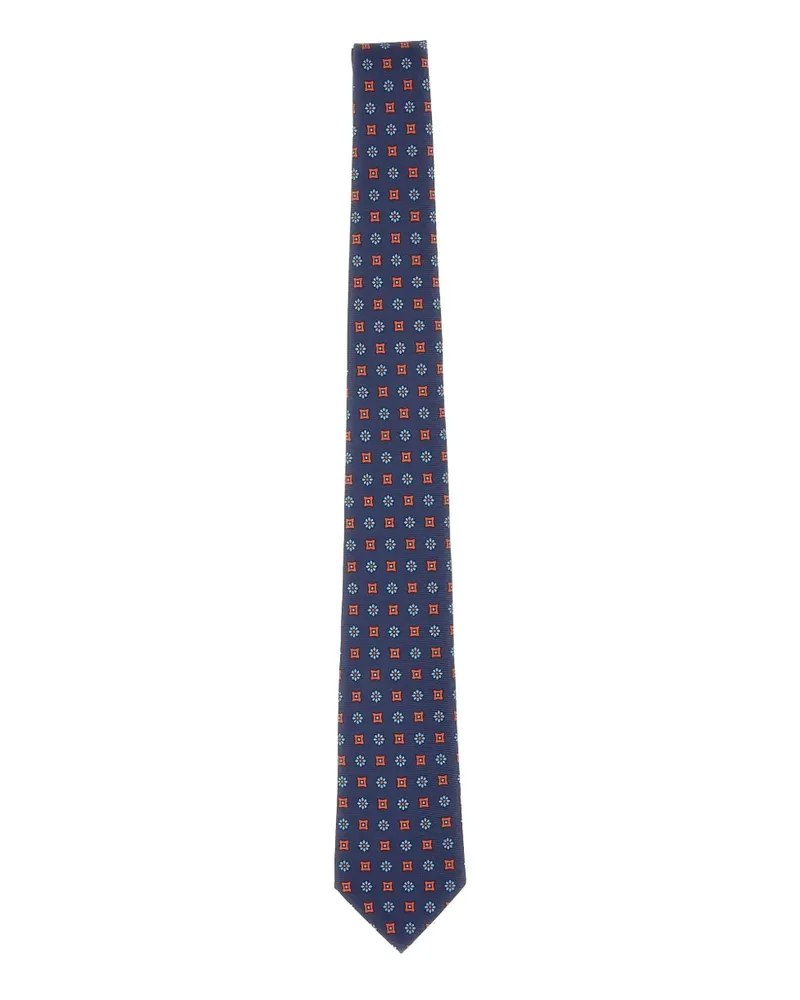 Kiton patterned silk tie - Blau Blau