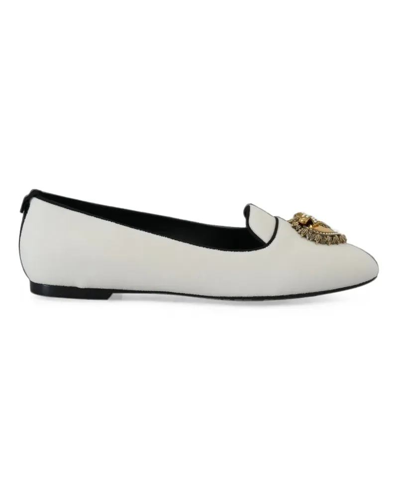 Dolce & Gabbana Verzierte Loafer aus Samt - Weiß Weiß