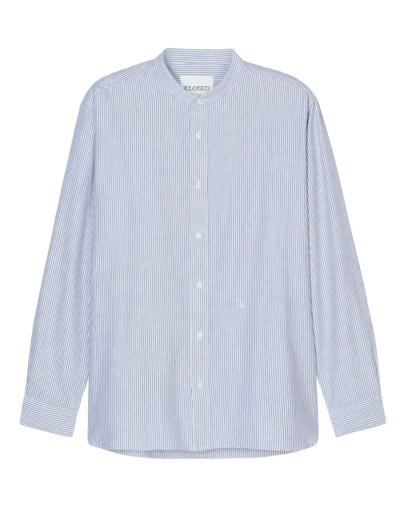 Closed Gestreiftes Hemd mit Mandarinkragen - Blau Blau