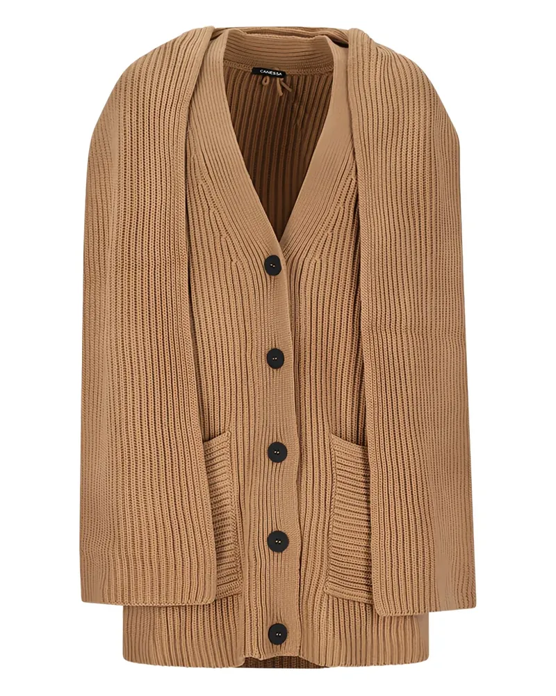 Canessa Gerippter Cardigan - Braun Braun