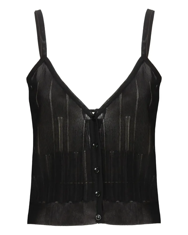 Saint Laurent Gestreiftes Stricktop - Schwarz Schwarz