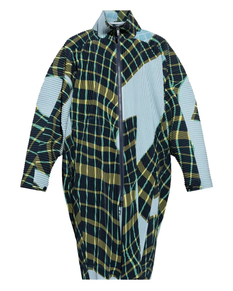 Issey Miyake Karierter Windswept Mantel - Blau Blau