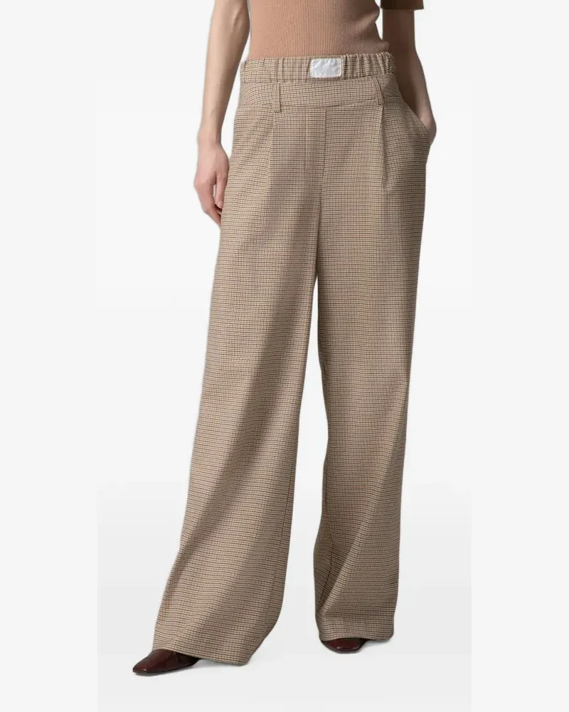 Gaëlle Bonheur houndstooth-pattern wide-leg trousers - Nude Nude
