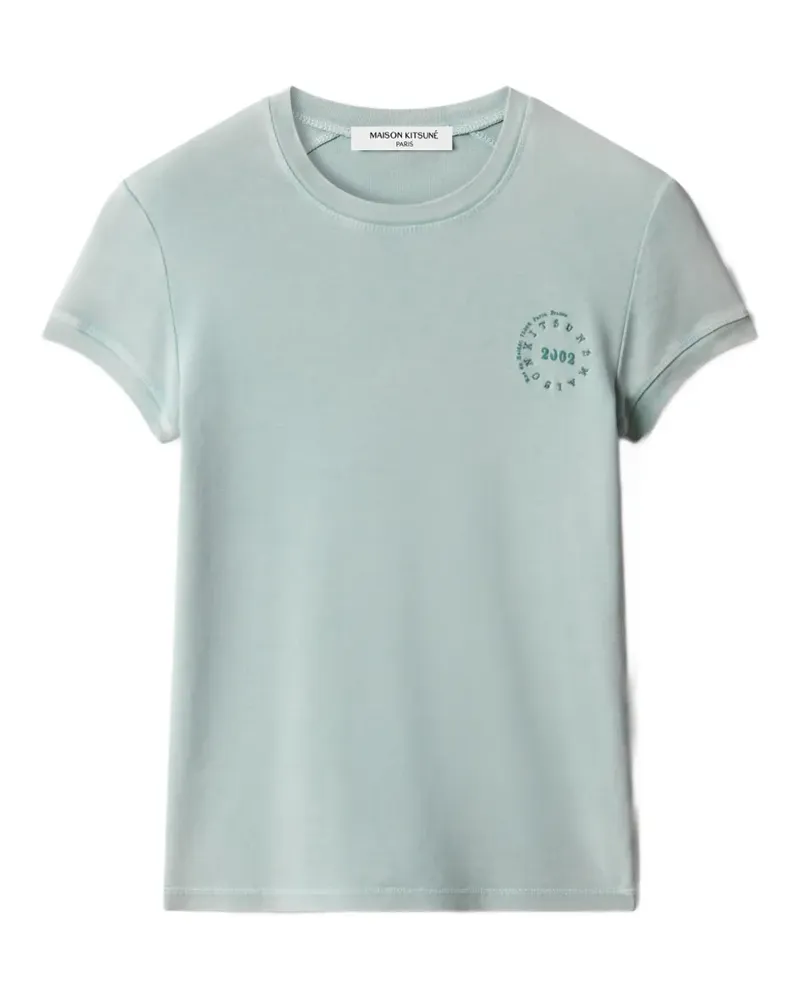 Kitsuné Circle Stamp T-Shirt mit Logo - Blau Blau