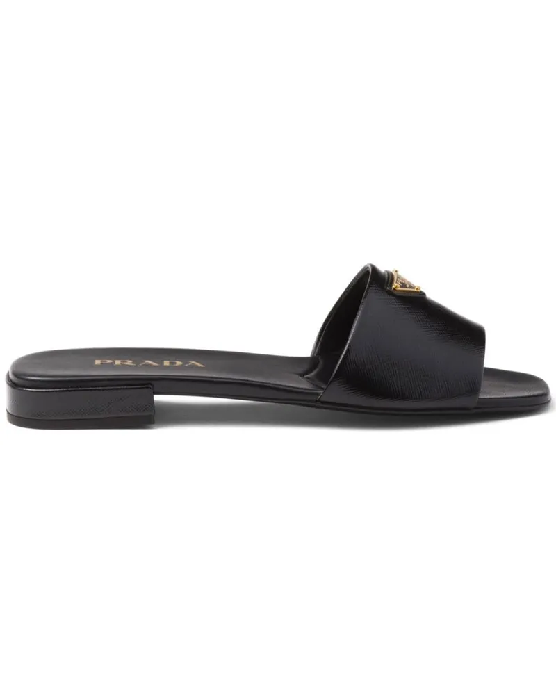 Prada Slipper mit Triangel-Logo - Schwarz Schwarz