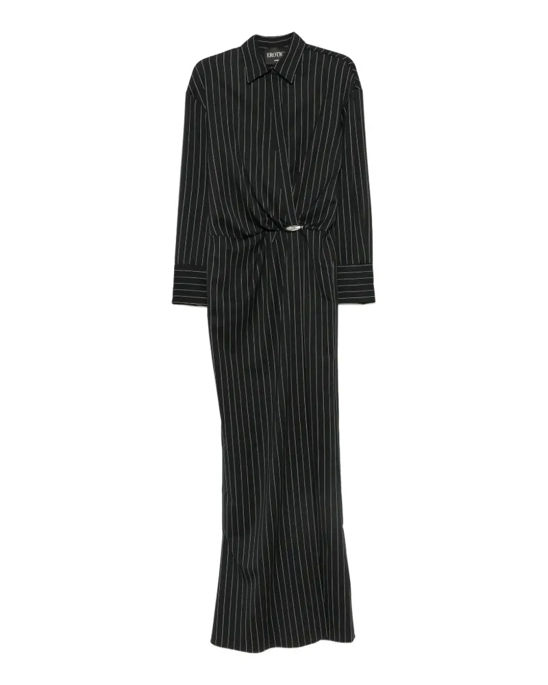 Dondup pinstripe-pattern wrap-style maxi dress - Schwarz Schwarz