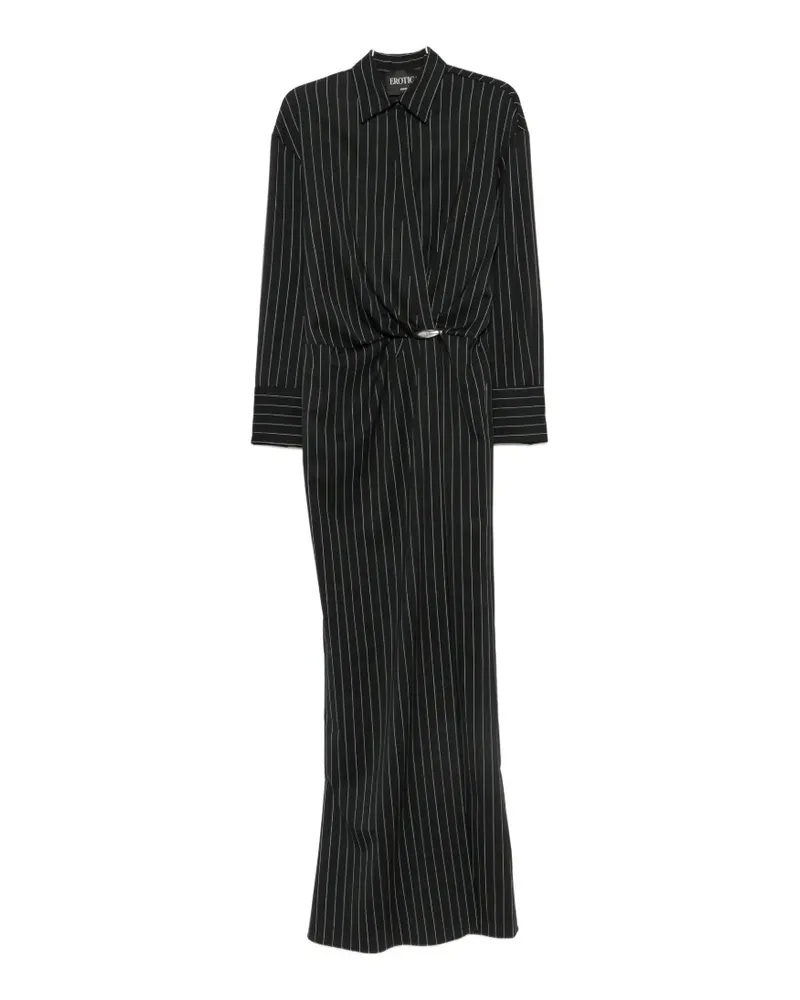 Dondup pinstripe-pattern wrap-style maxi dress - Schwarz Schwarz