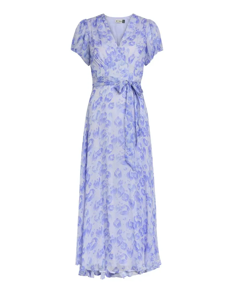 RIXO floral tie midi dress - Blau Blau
