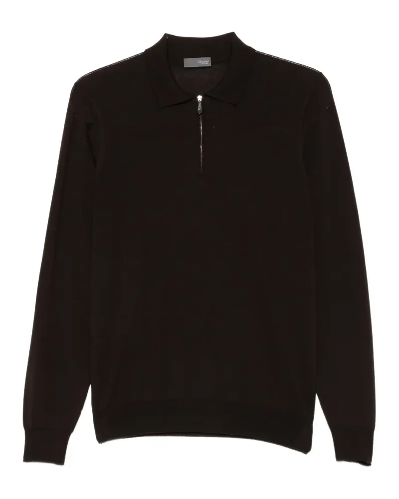 Drumohr  Pullover mit Poloshirtkragen und kurzem Reißverschluss - Braun Braun