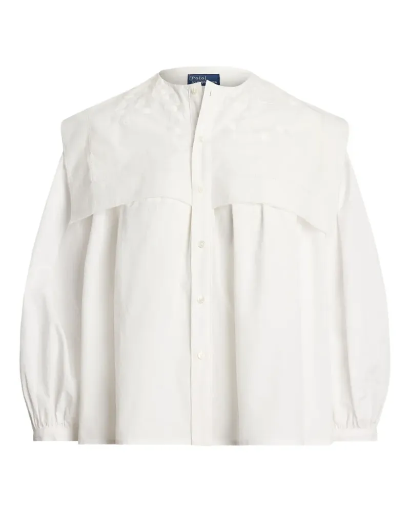Ralph Lauren Bestickte Bluse mit Latz - Weiß Weiß