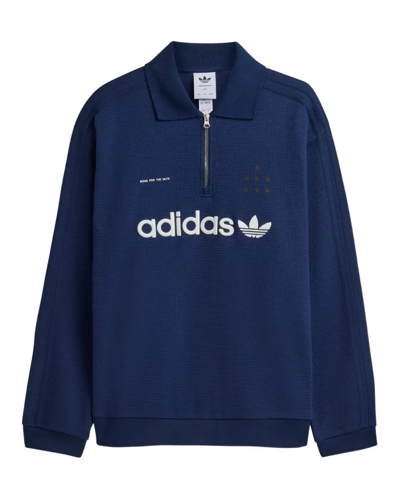 Song For The Mute x adidas Poloshirt mit Logo-Stickerei und Reißverschluss - Blau Blau