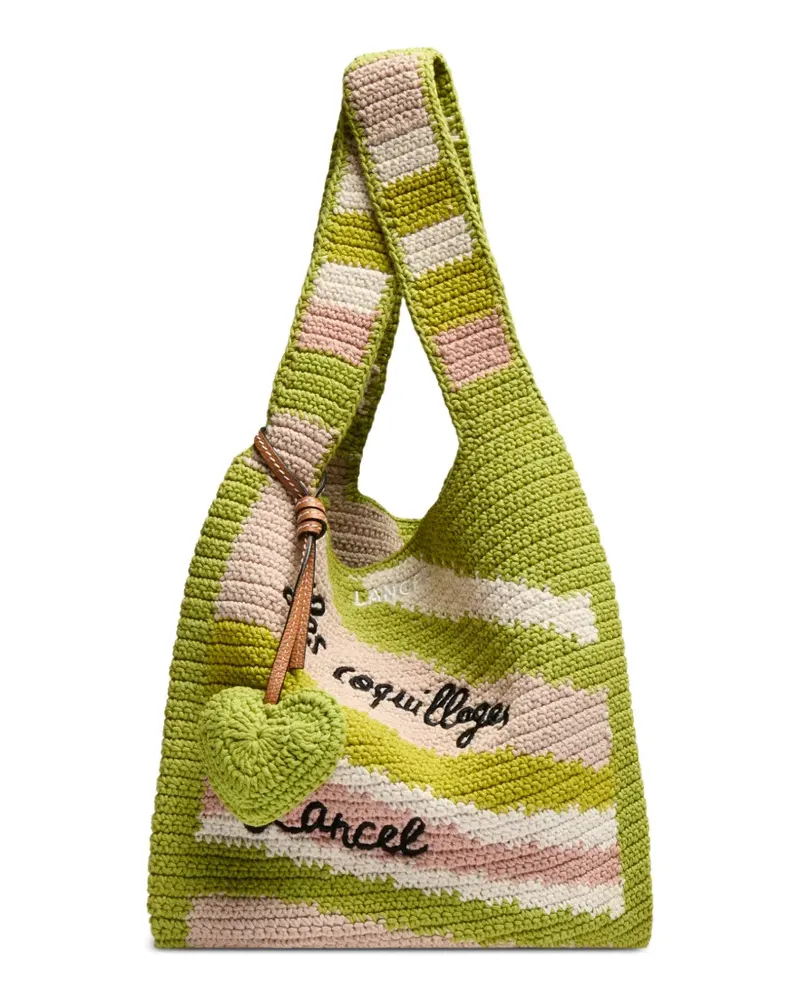 Lancel medium Summer Mania striped heart-charm tote bag - Grün Grün