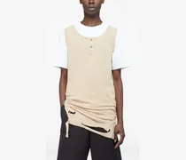 distressed-finish vest - Nude