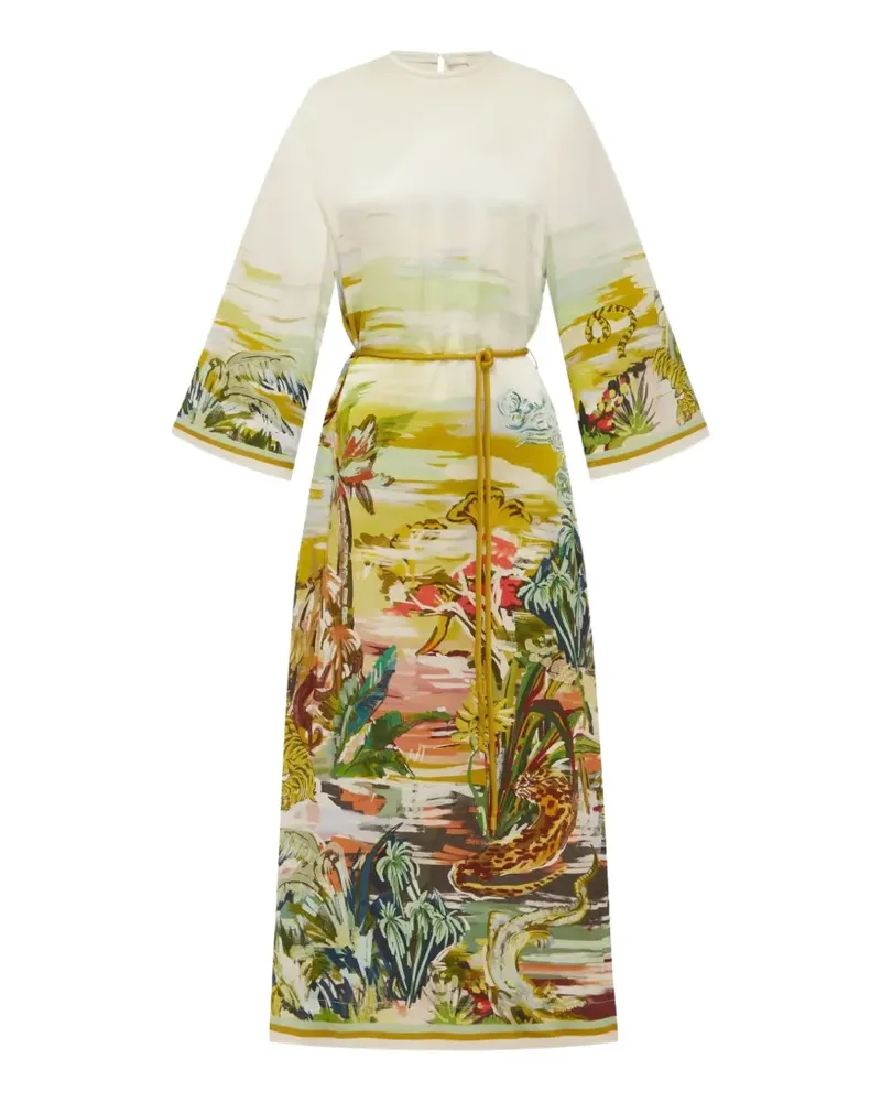 ALEMAIS Jungle Boogie graphic-print midi dress - Nude Nude